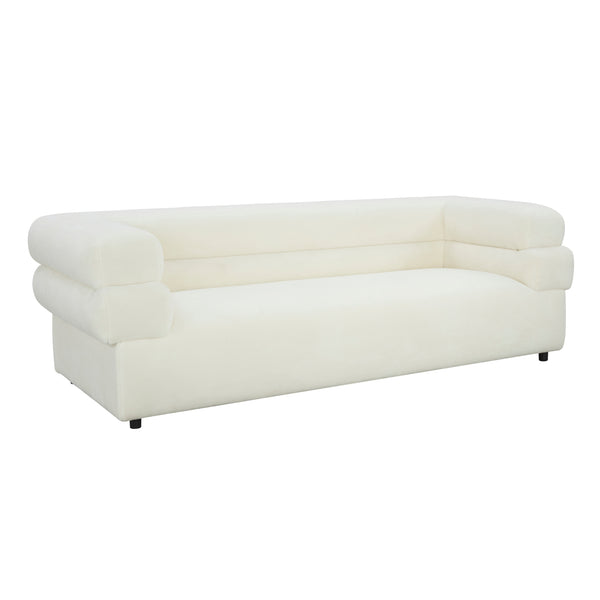 Elsa Cream Vegan Shearling Sofa Cream TOV-IHL68590