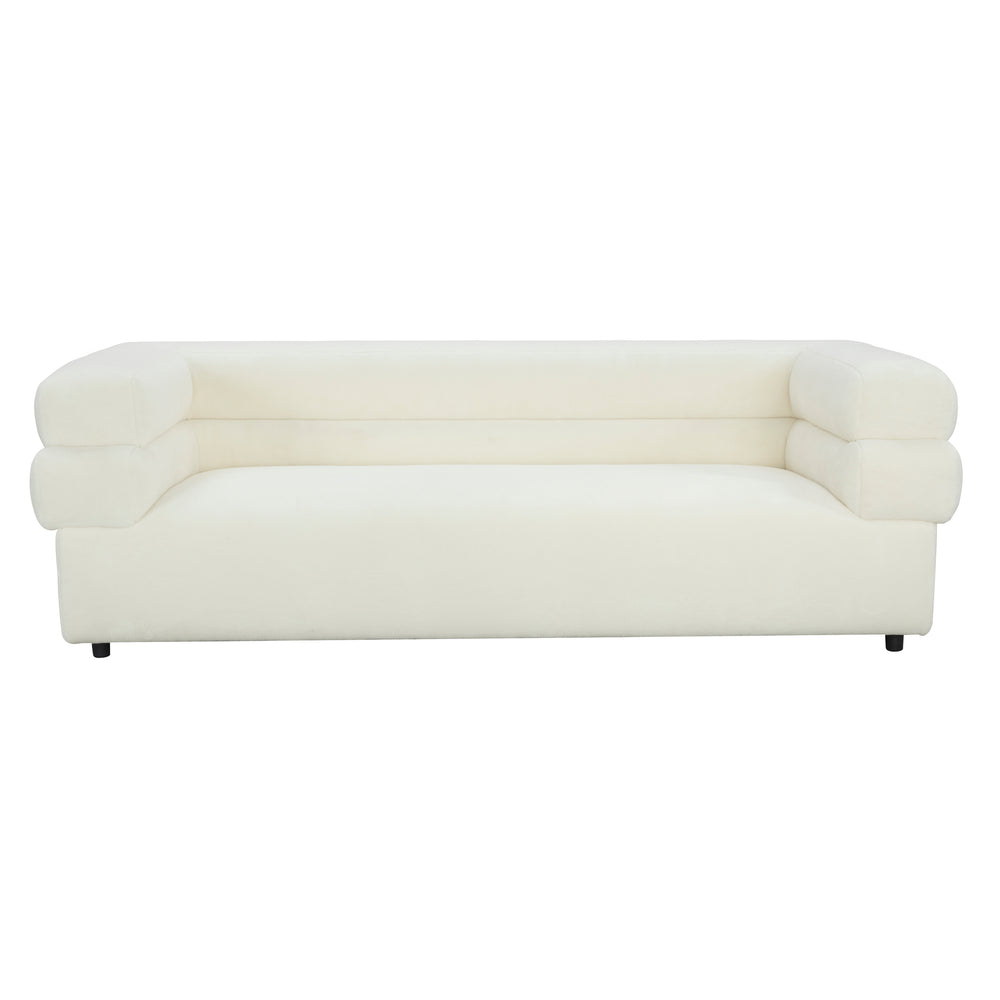 Elsa Cream Vegan Shearling Sofa Cream TOV-IHL68590