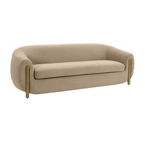 TOV Furniture Lina Brown Velvet Sofa Cafe Au Lait 93"W x 35"D x 30.7"H