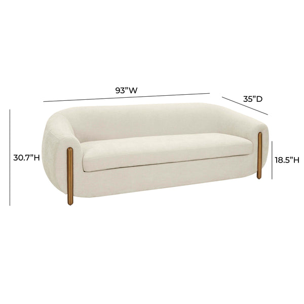 TOV Furniture Lina Chenille Textured Sofa Cream 93"W x 35"D x 30.7"H