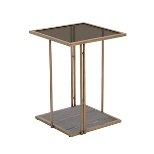 TOV Furniture Emma Ash & Glass Side Table Brown 15"W x 15"D x 20.5"H