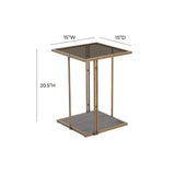 TOV Furniture Emma Ash & Glass Side Table Brown 15"W x 15"D x 20.5"H