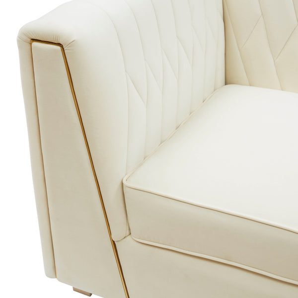 Wafa Cream Velvet Sofa