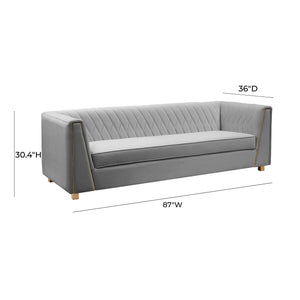 Wafa Light Grey Velvet Sofa