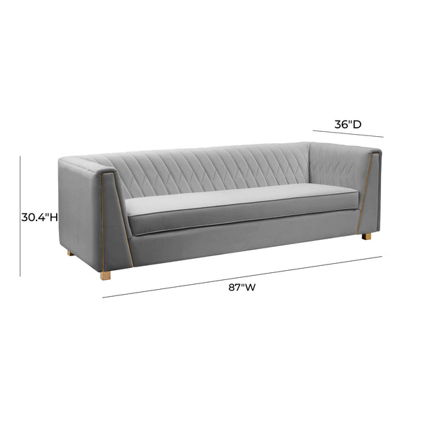 Wafa Light Grey Velvet Sofa