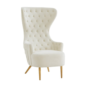 Jezebel Cream Velvet Wingback Chair