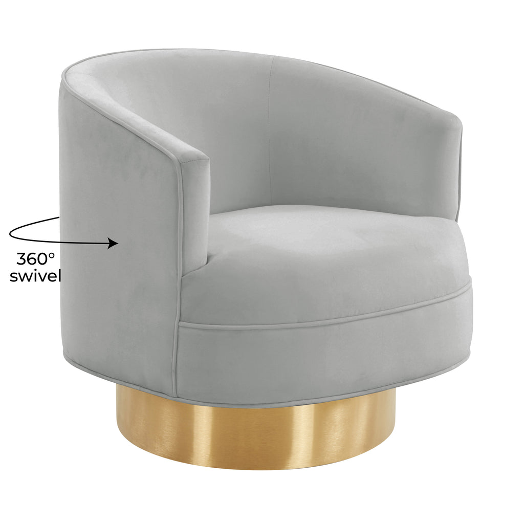Stella Grey Velvet Swivel Chair