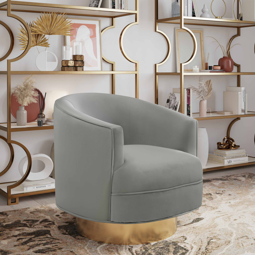 Stella Grey Velvet Swivel Chair