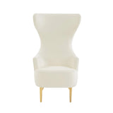 Julia Cream Velvet Channel Tufted Wingback Chair