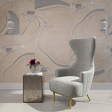 Julia Grey Velvet Channel Tufted Wingback Chair