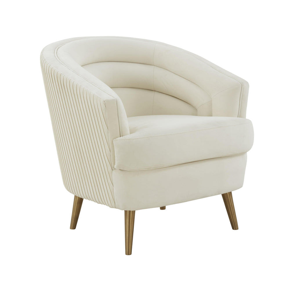 TOV Furniture Jules Velvet Accent Chair Cream 29"W x 32.6"D x 31"H