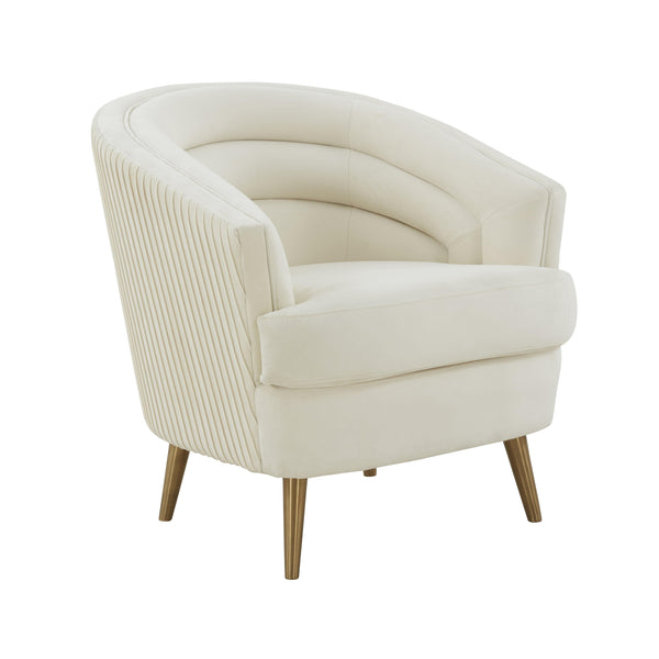 TOV Furniture Jules Velvet Accent Chair Cream 29"W x 32.6"D x 31"H
