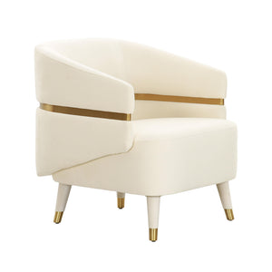 Ayla Cream Velvet Accent Chair Cream TOV-IHS68545