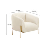 TOV Furniture Kandra Velvet Accent Chair Cream 33"W x 31.8"D x 30"H