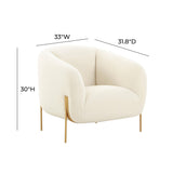 TOV Furniture Kandra Shearling Accent Chair Cream 33"W x 31.8"D x 30"H