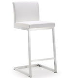 Parma White Stainless Steel Counter Stool - Set of 2