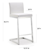 Parma White Stainless Steel Counter Stool - Set of 2