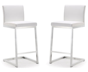 Parma White Stainless Steel Counter Stool - Set of 2