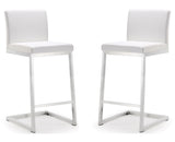 Parma White Stainless Steel Counter Stool - Set of 2