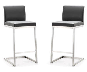 Parma Grey Stainless Steel Counter Stool - Set of 2