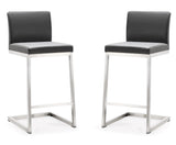 Parma Grey Stainless Steel Counter Stool - Set of 2