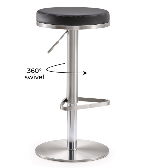 Fano Black Stainless Steel Adjustable Barstool