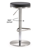 Fano Black Stainless Steel Adjustable Barstool