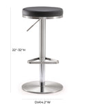 Fano Black Stainless Steel Adjustable Barstool