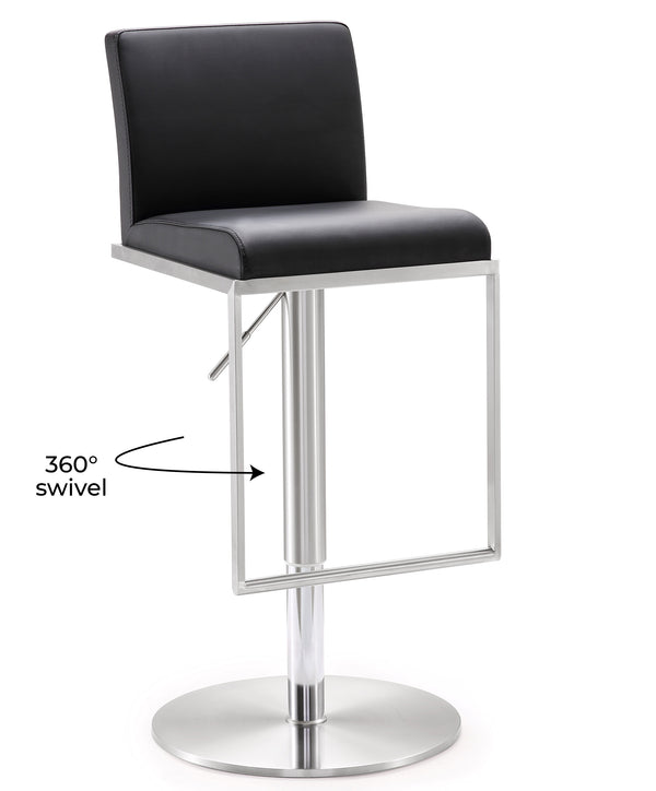 Amalfi Black Stainless Steel Adjustable Barstool