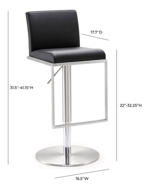 Amalfi Black Stainless Steel Adjustable Barstool