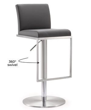 Amalfi Grey Stainless Steel Adjustable Barstool