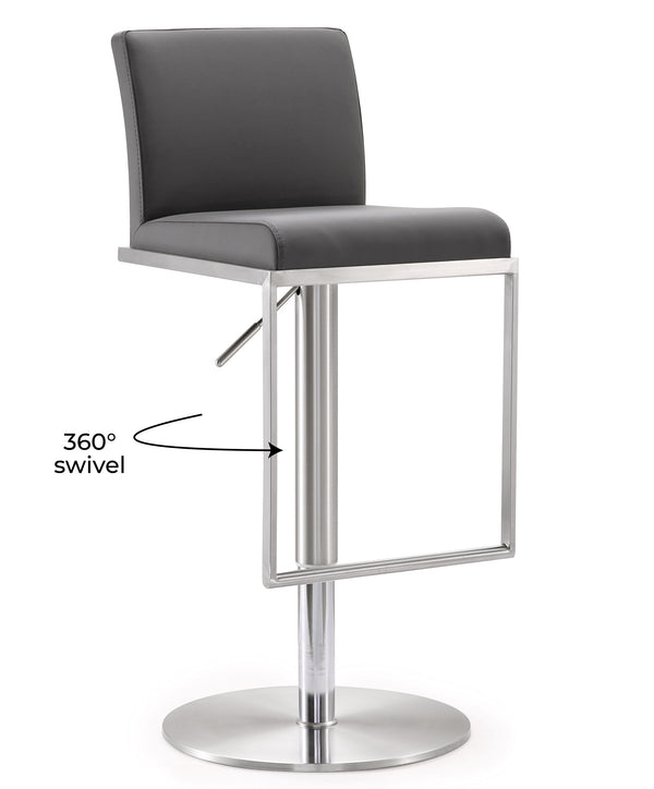 Amalfi Grey Stainless Steel Adjustable Barstool