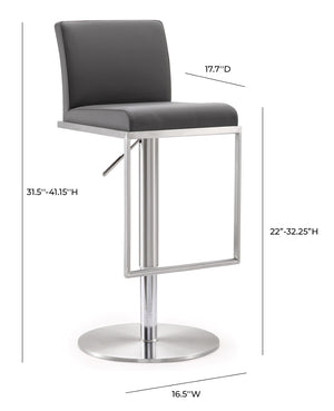 Amalfi Grey Stainless Steel Adjustable Barstool