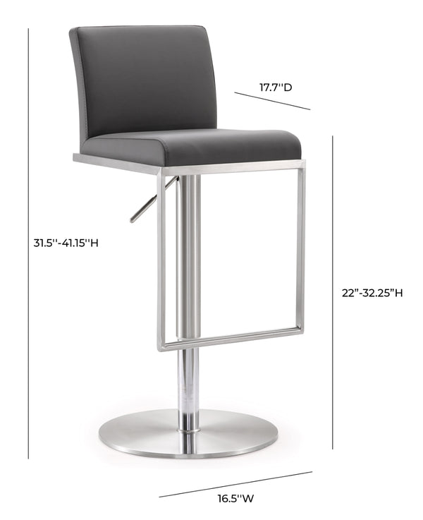 Amalfi Grey Stainless Steel Adjustable Barstool