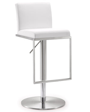 Amalfi White Stainless Steel Adjustable Barstool