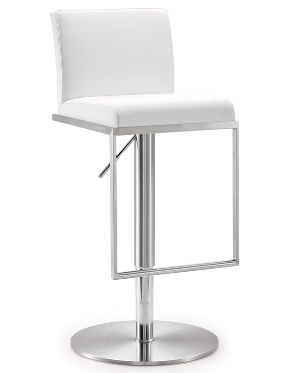 Amalfi White Stainless Steel Adjustable Barstool