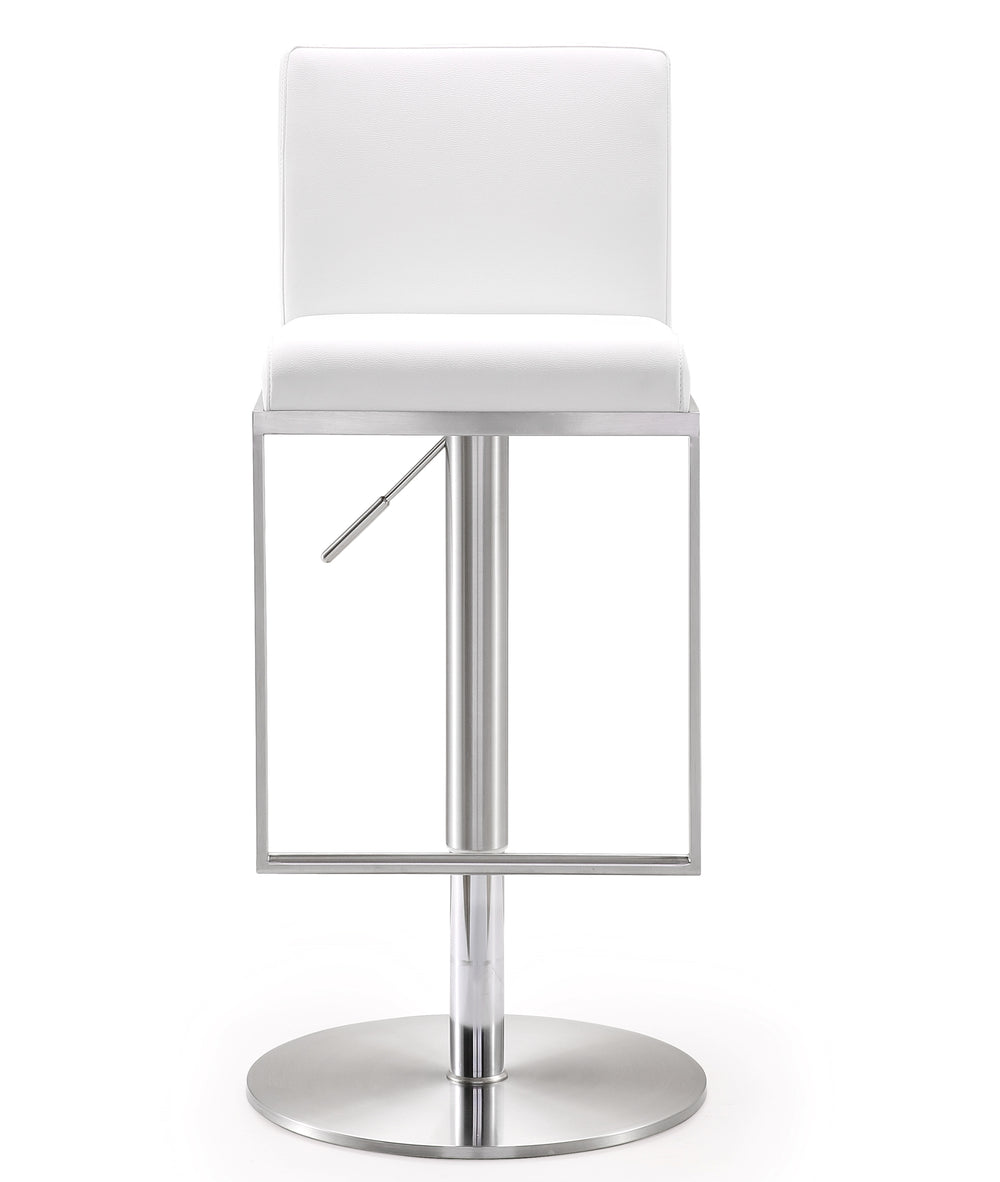 Amalfi White Stainless Steel Adjustable Barstool