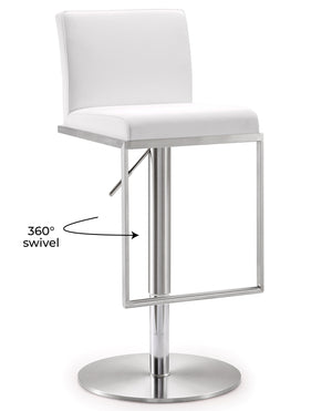 Amalfi White Stainless Steel Adjustable Barstool