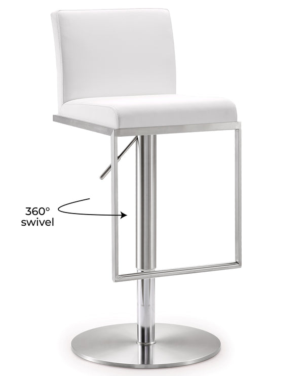 Amalfi White Stainless Steel Adjustable Barstool