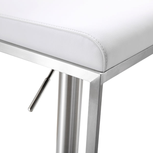 Amalfi White Stainless Steel Adjustable Barstool