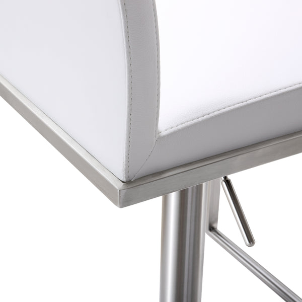Amalfi White Stainless Steel Adjustable Barstool