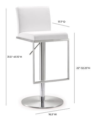 Amalfi White Stainless Steel Adjustable Barstool