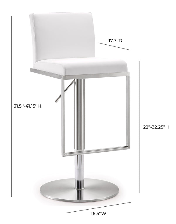 Amalfi White Stainless Steel Adjustable Barstool