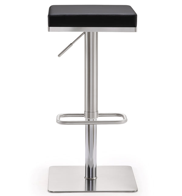 Bari Black Stainless Steel Adjustable Barstool