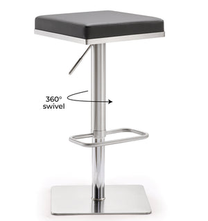 Bari Grey Stainless Steel Adjustable Barstool