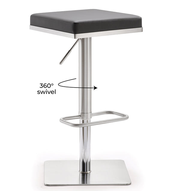 Bari Grey Stainless Steel Adjustable Barstool