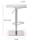 Bari White Stainless Steel Adjustable Barstool