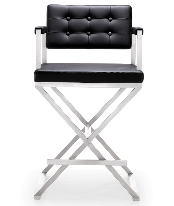 Director Black Stainless Steel Counter Stool
