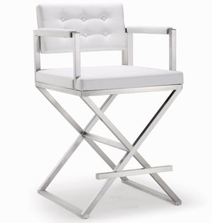 Director White Stainless Steel Counter Stool