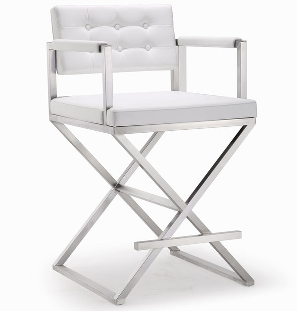 Director White Stainless Steel Counter Stool